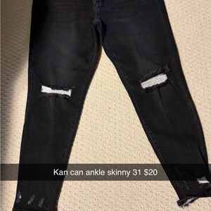 KanCan Charcoal Distressed Ankle Jeans
